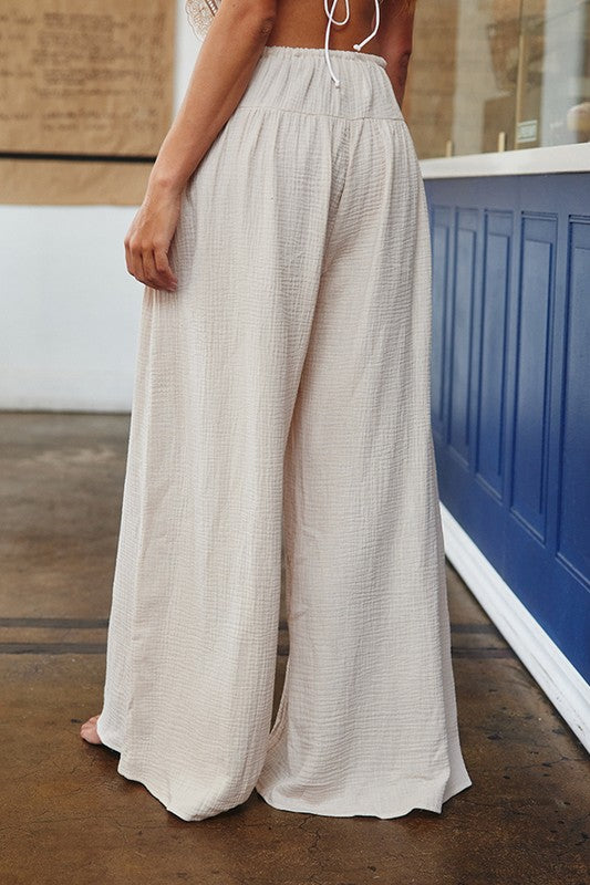 WIDE LEG COTTON GAUZE PANT