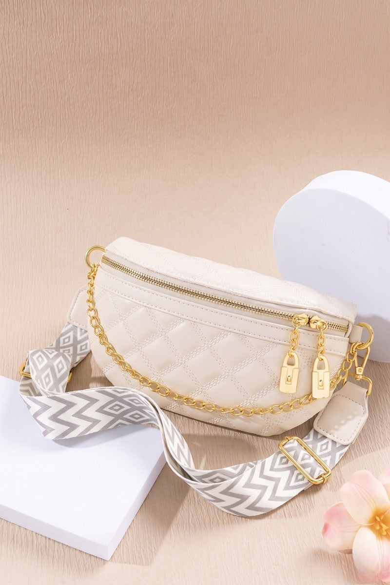 QUILTED VEGAN LEATHER CROSSBODY BUM BAG