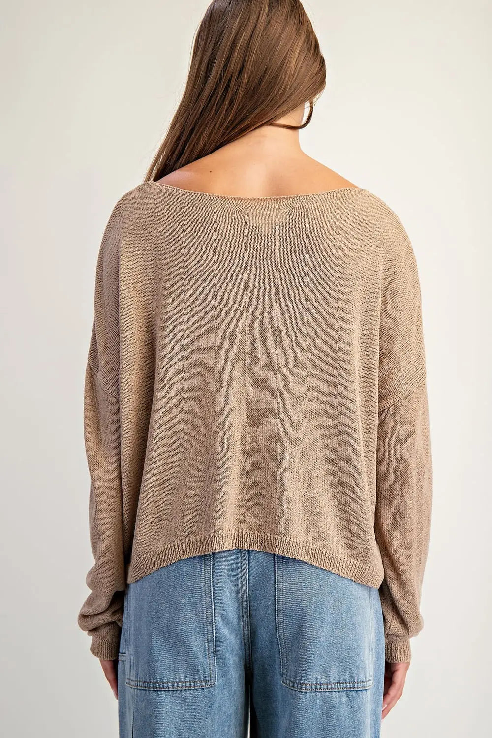 BOAT NECK DOLMAN SLEEVE KNIT SWEATER