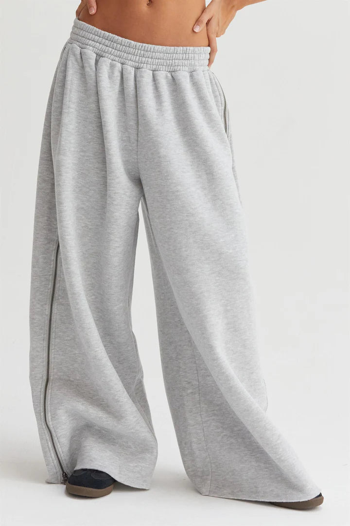 SWEATPANTS W/ELASTIC WAIST AND WORKING ZIPPER ON SIDES