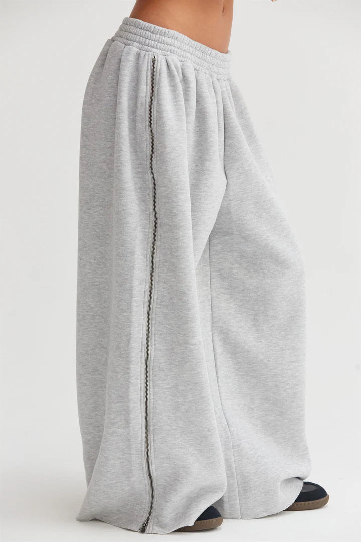 SWEATPANTS W/ELASTIC WAIST AND WORKING ZIPPER ON SIDES