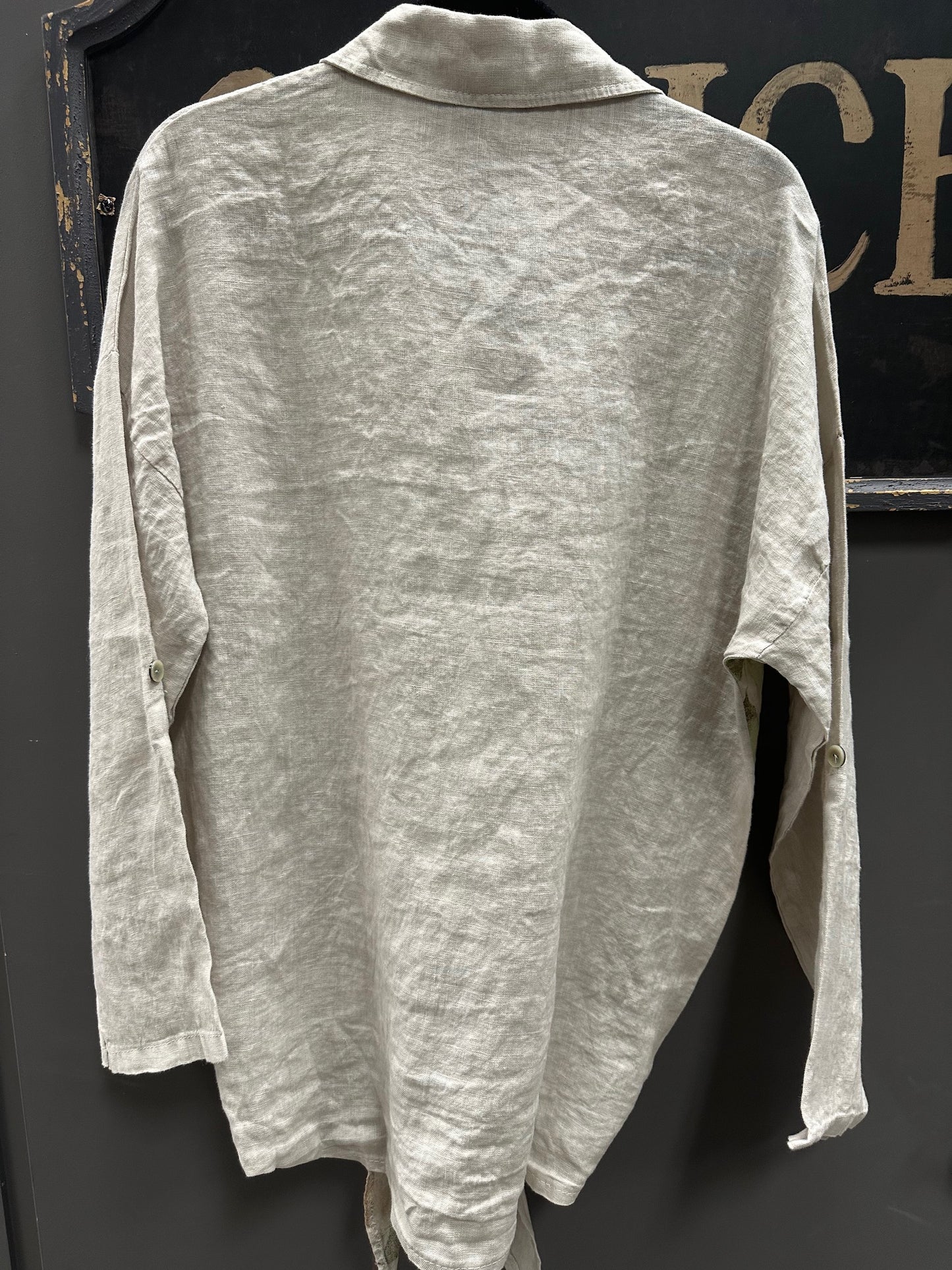 TIE FRONT BUTTON DOWN LINEN PRINT SHIRT/ JACKET