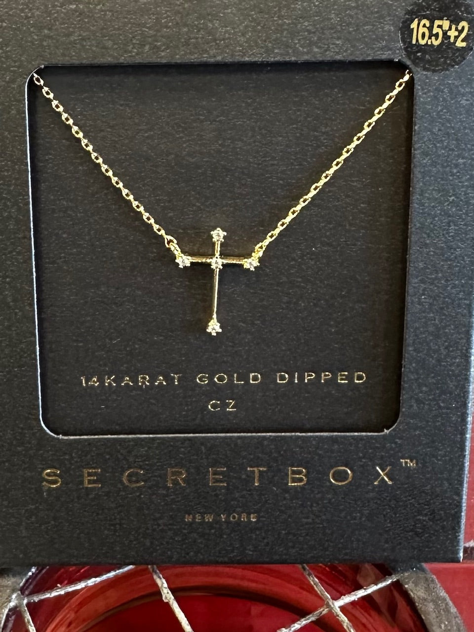 14K GOLD DIP CZ CROSS NECKLACE