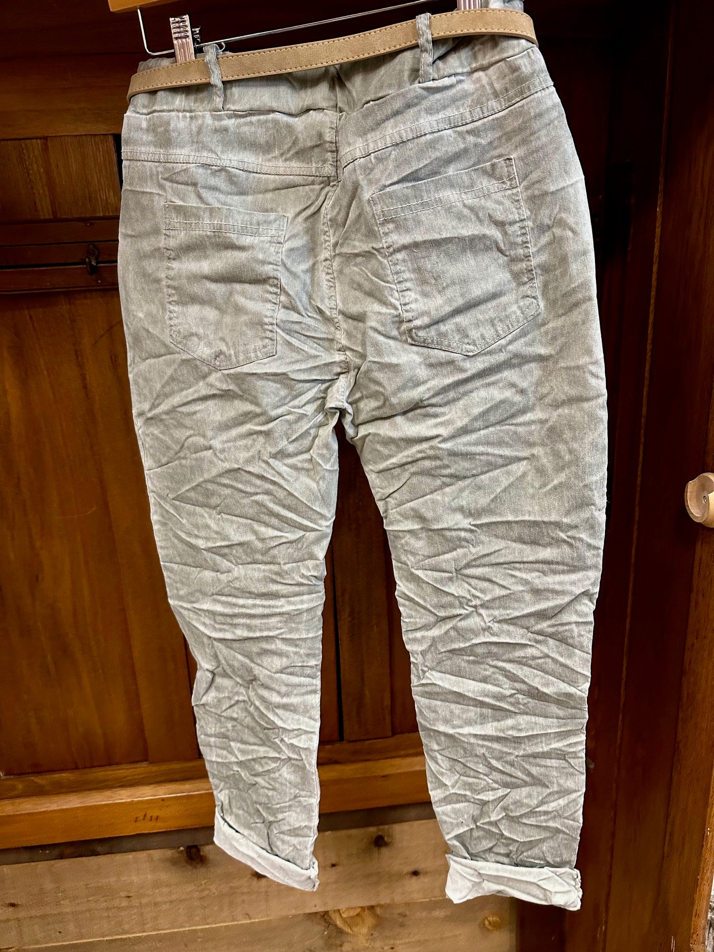 PULL ON CRINKLE  PANT W/ BELT