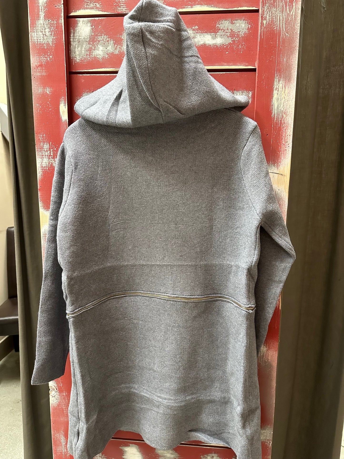 KNIT CARDIGAN HOODIE ZIPS IN HALF
