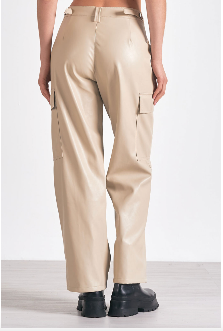 FAUX LEATHER CARGO PANT