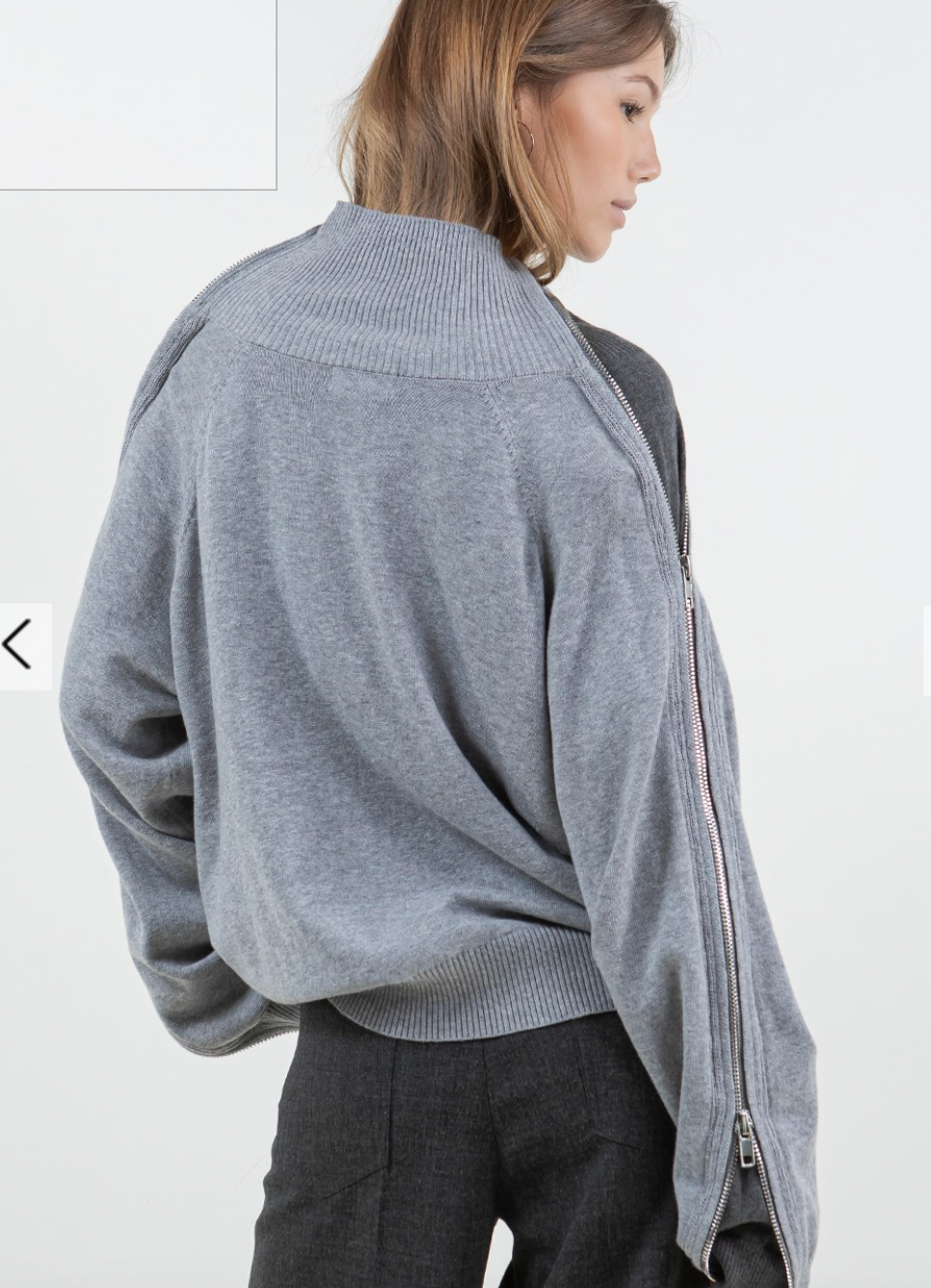 MULTI WAY ZIPPER SWEATER WITH CONTRAST INNER PANEL