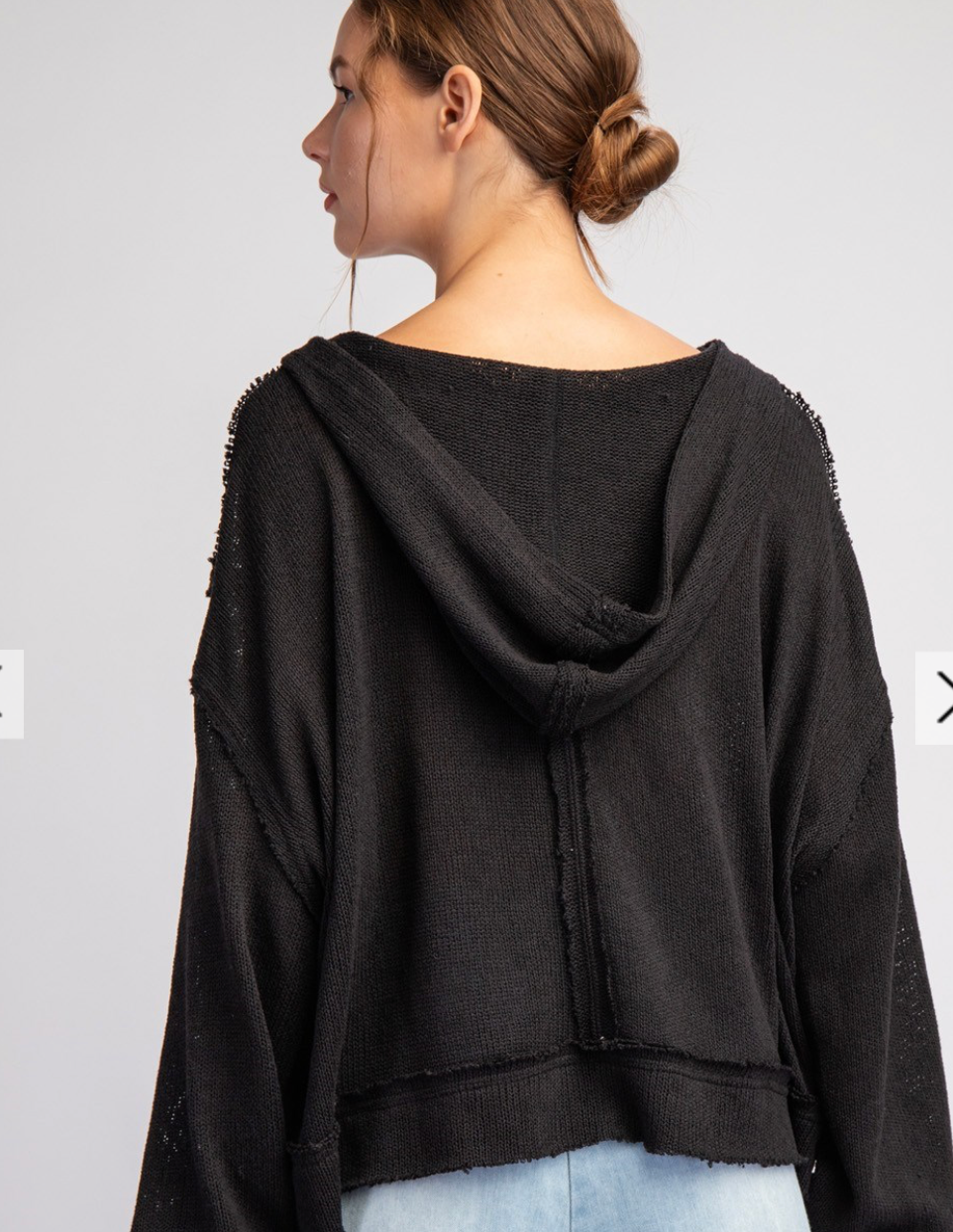 LONG SLEEVE PULLOVER KNIT SWAETER WITH HOOD