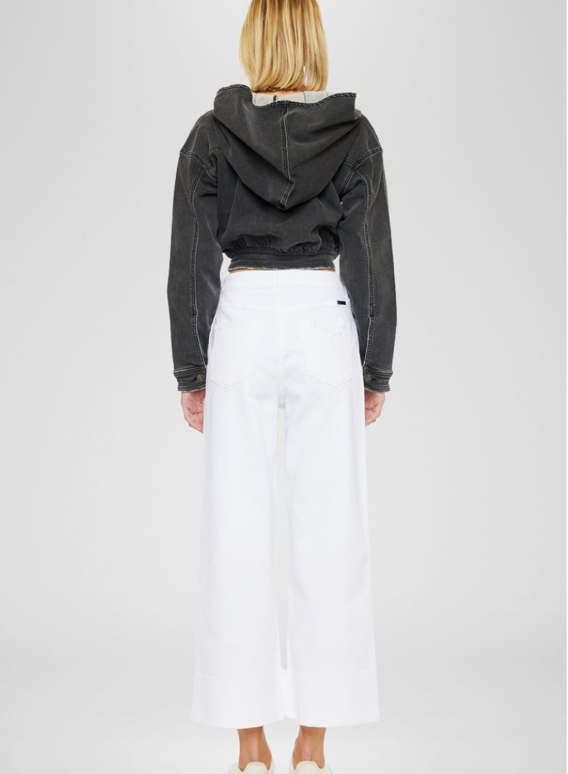 KANCAN 90'S CROPPED WIDE LEG JEANS WHITE WASH COMFORT STRETCH