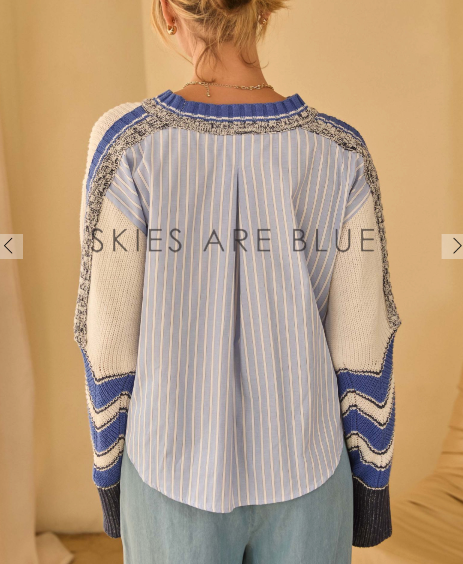 MIXED STRIPE SWEATER TOP