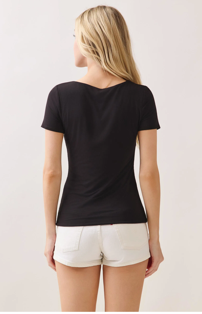 DOUBLE LAYER ROUND NECK SHORT SLEEVE TOP
