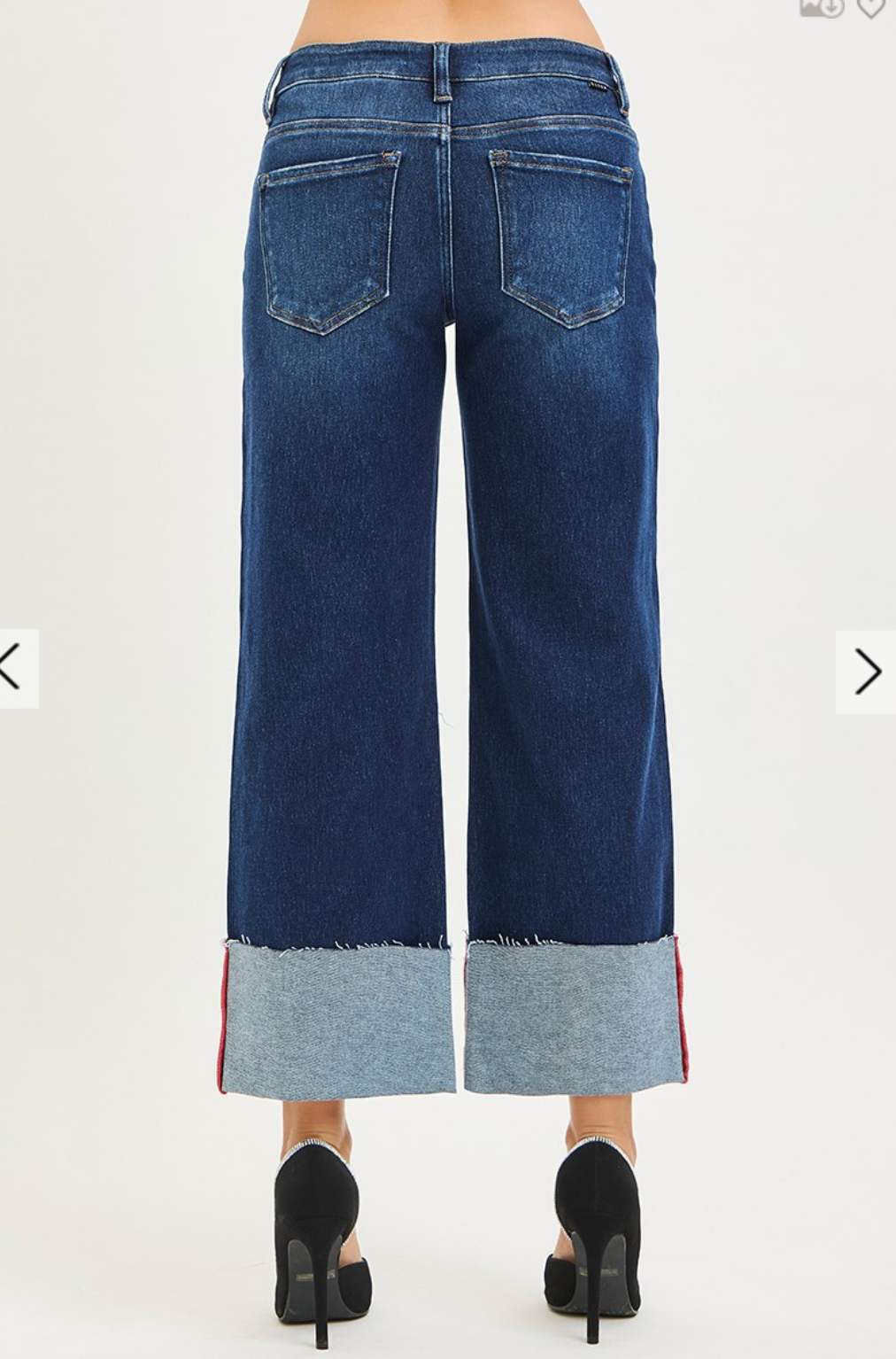 RISEN TUMMY CONTROL MID RISE CROP WIDE CUFFED JEANS
