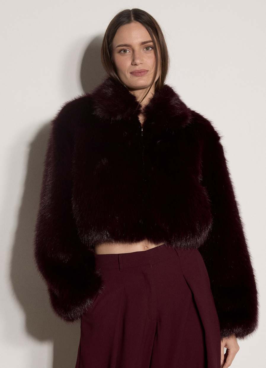 CROPPED FAUX FUR COAT