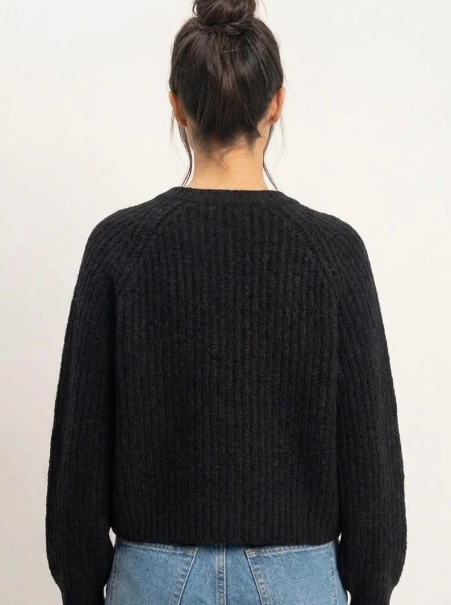 RIBBED BUTTON FRONT CARDIGAN