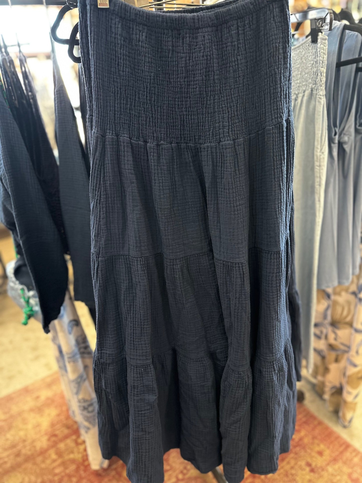 TIERED COTTON GAUZE SKIRT