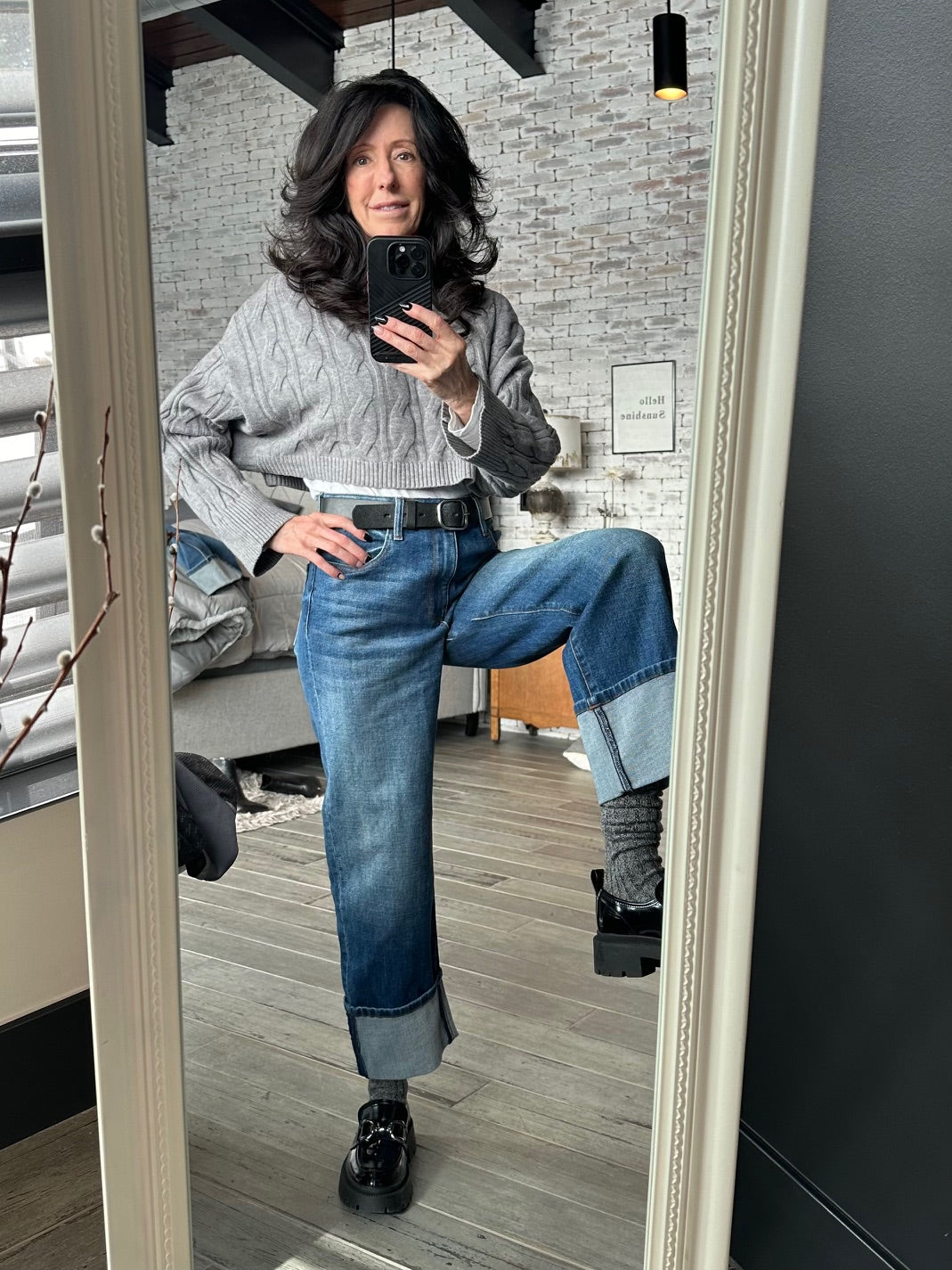 KUT SIENNA DENIM WIDE LEG JEAN WITH CUFF