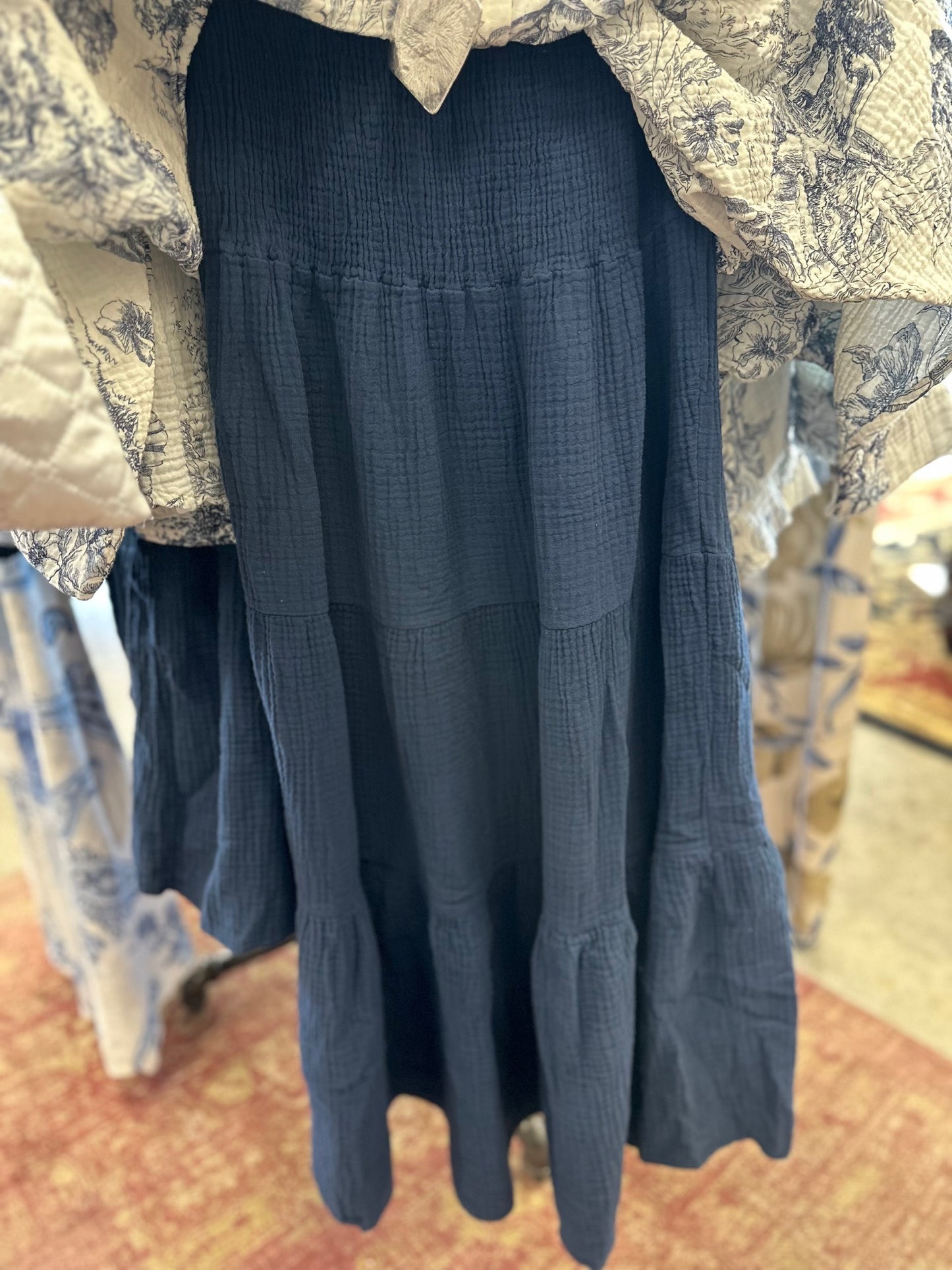 TIERED COTTON GAUZE SKIRT