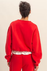 ELASIC HEM CASUAL SWEATSHIRT