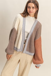 COLOR BLOCK CARDIGAN