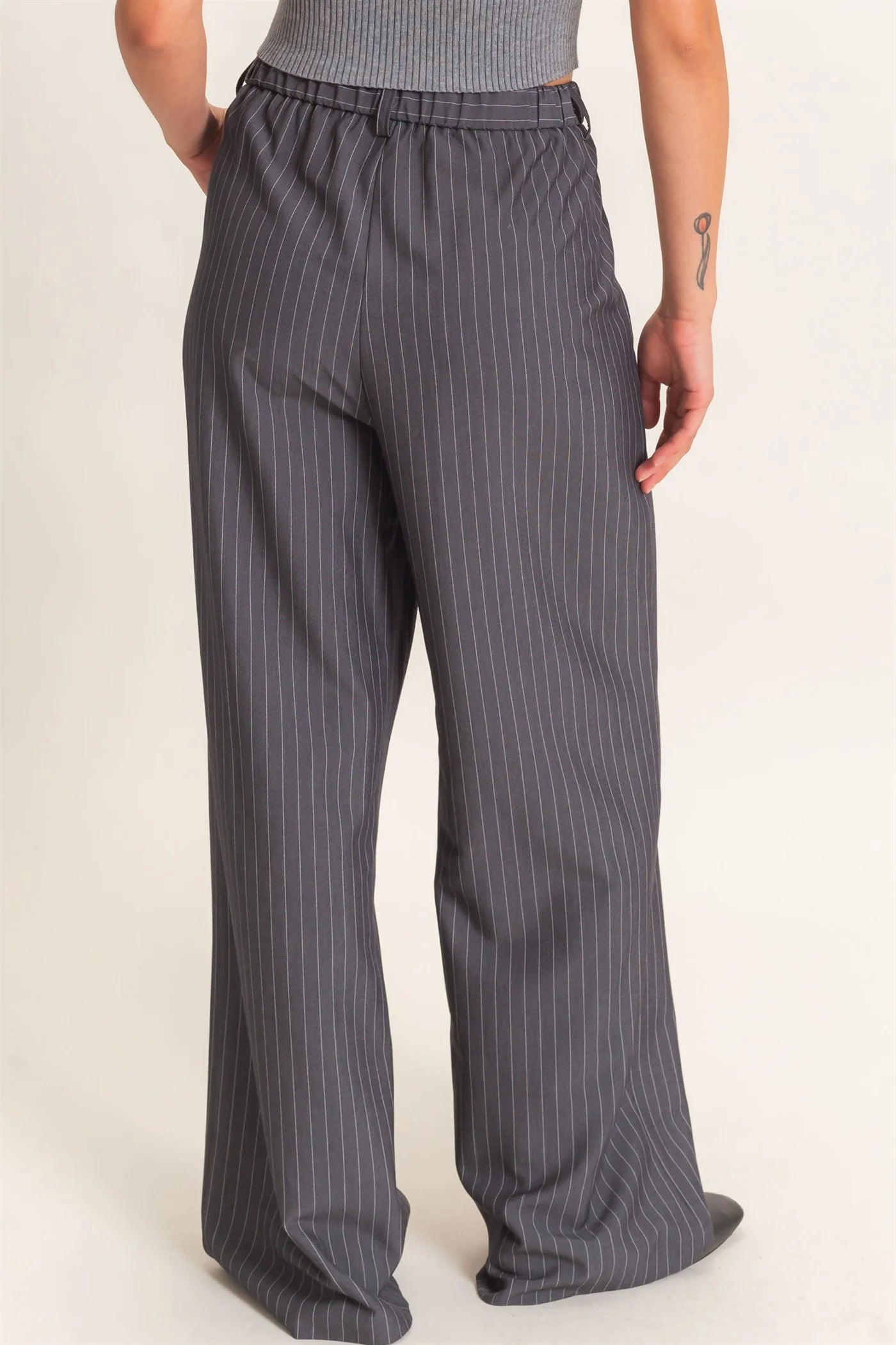 PINSTRIPE WIDE LEG TROUSERS