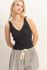RIBBED V-NECK TANK