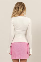 BOAT NECK LONG SLEEVE KNIT TOP