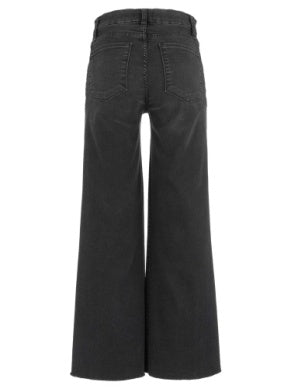 KUT MEG WIDE LEG DENIM FRONT POCKETS INSET-RAW HEM