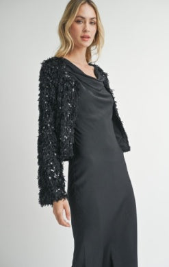 Faux Fur Sequin Jacket