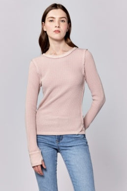 DEAR JOHN CREW NECK LONG SLEEVE FITTED TOP