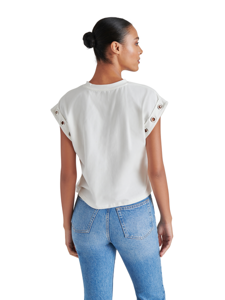 STEVE MADDEN MADDOX TOP WITH CAP SLEEVE AND GROMMET DETAIL