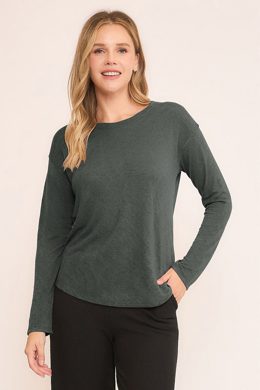 HACCI SLUB ROUND NECK DROP SHOULDER TOP