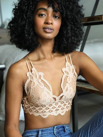 Tops, Sale White Crochet Bralette W Padding And Ties At Neck And Back