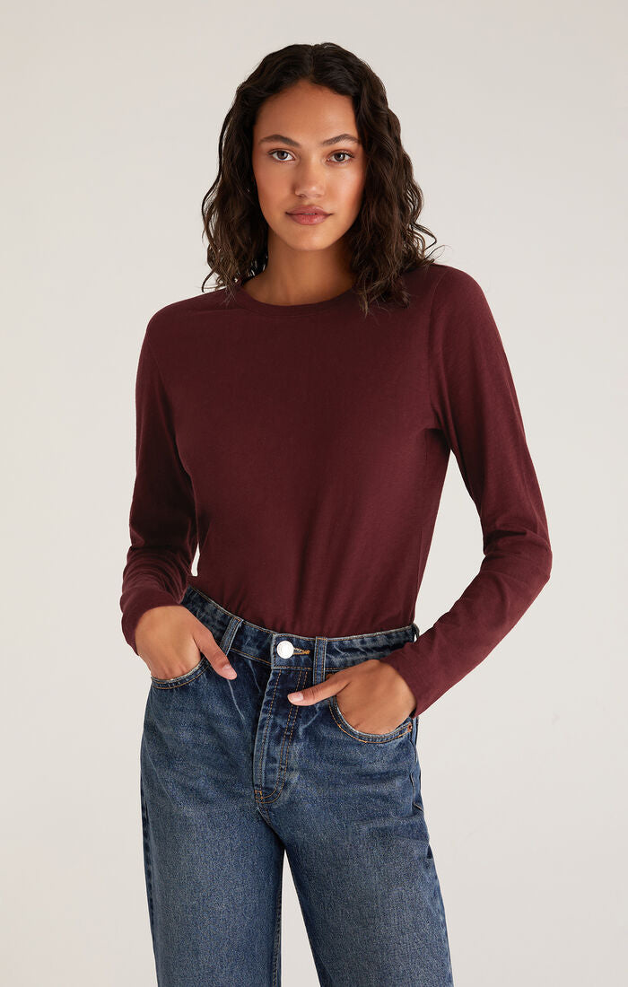 womens long sleeve crew neck tops