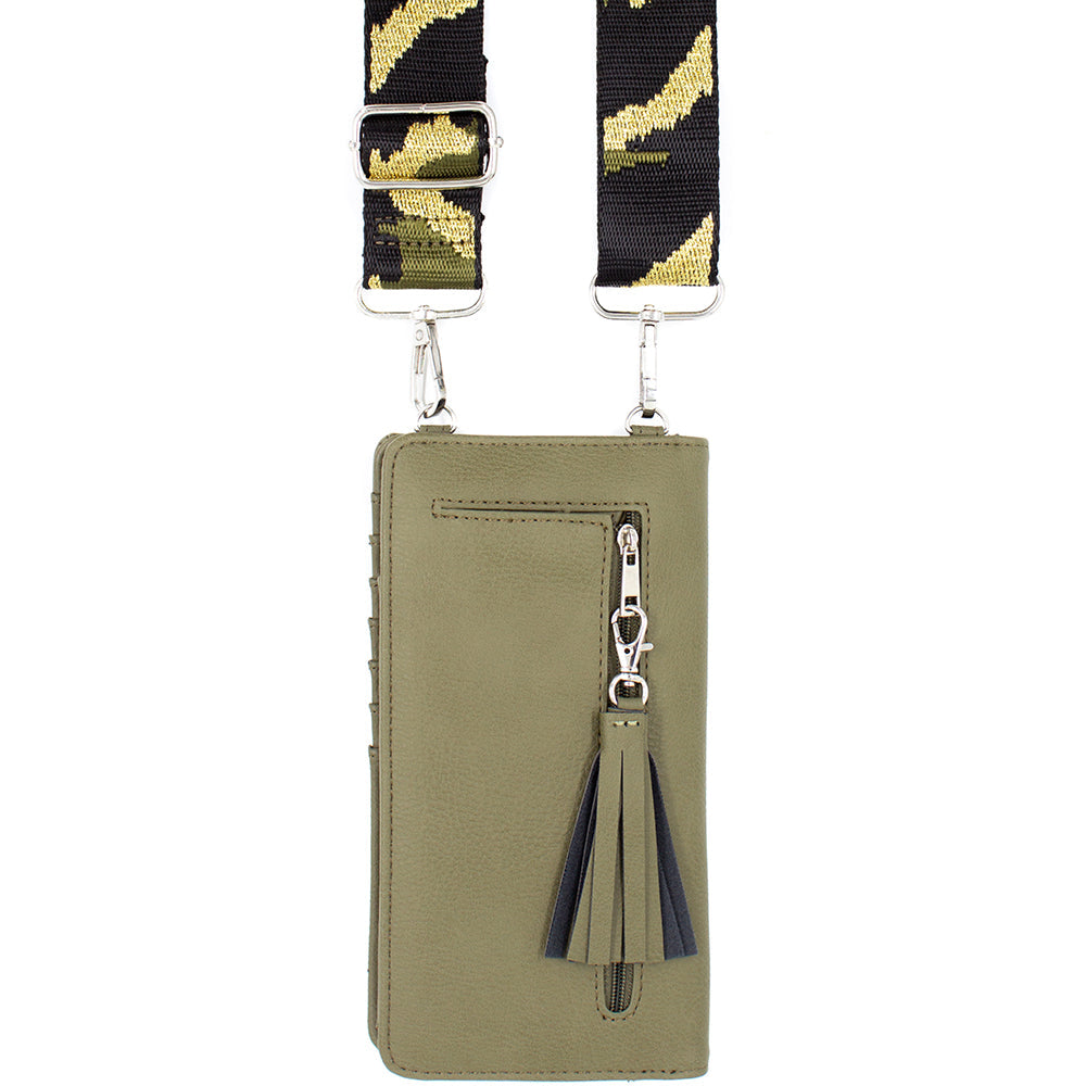 CROSSBODY W/GUITAR STRAP, RFID CARD SLOTS & PHONE POCKET