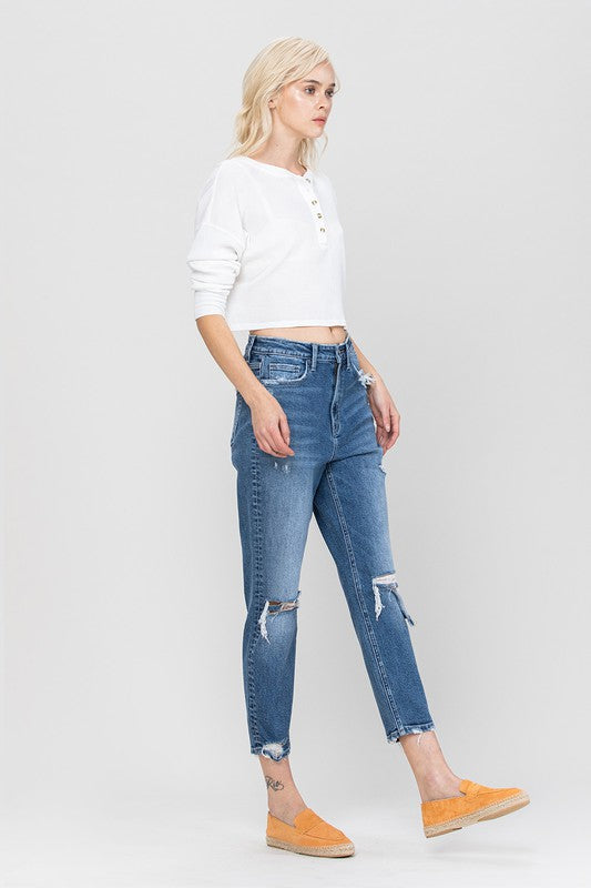 Distressed Mom Jeans  Stretchy Mom Jeans High Waisted – Twisted