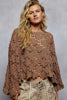 ROUND NECK FLARE SLEEVE CHENILLE SWEATER WITH SCALLOPED EDGE