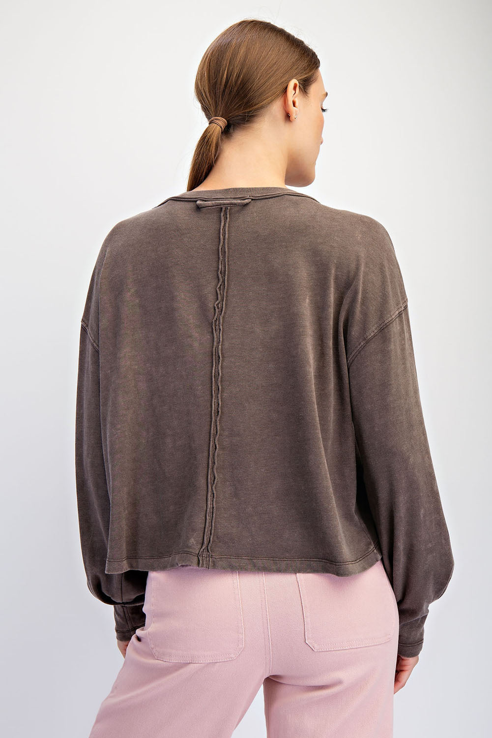 MINERAL WASHED RELAXED FIT LONG SLEEVE TOP