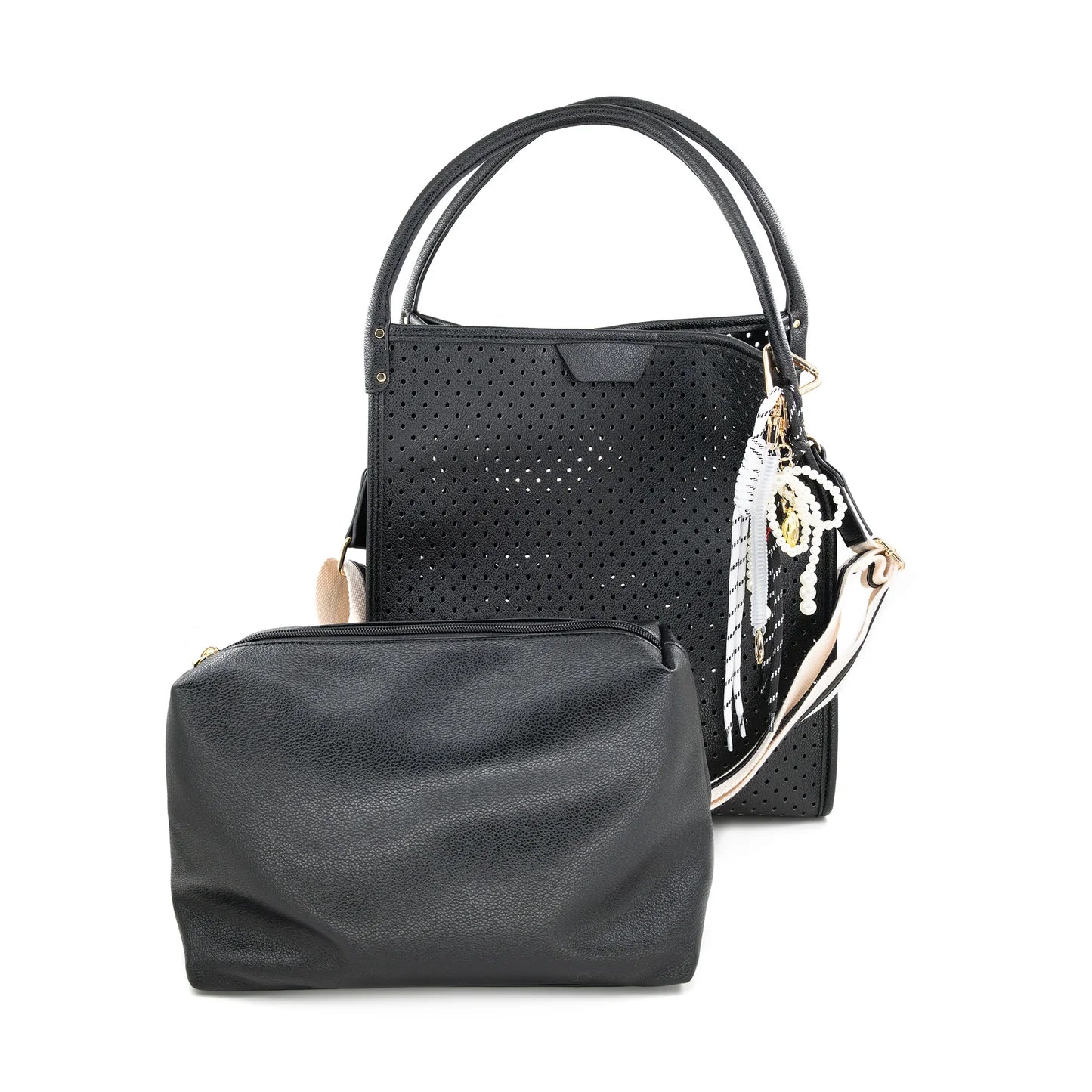 2 IN 1 MORA BAG WITH CAHRMS AND CROSSBODY STRAP