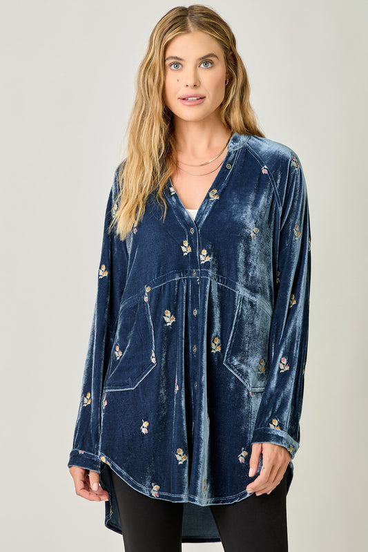 EMBROIDERY VELVET SHIRT/ DRESS