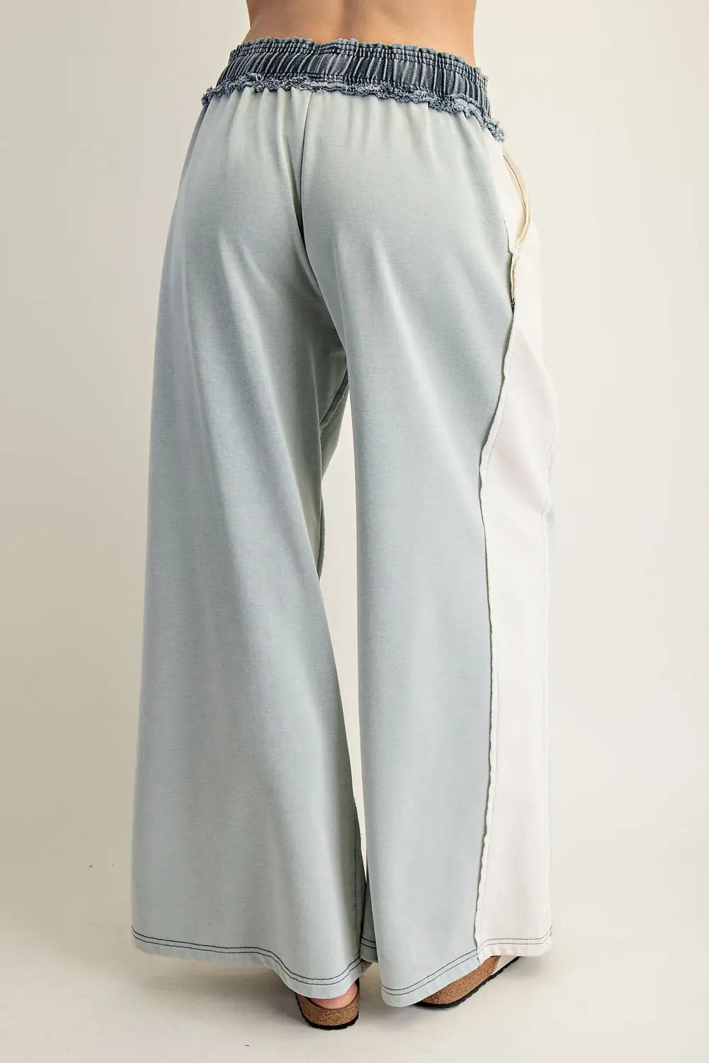 BLOCK DENIM DRAWSTRING PANTS