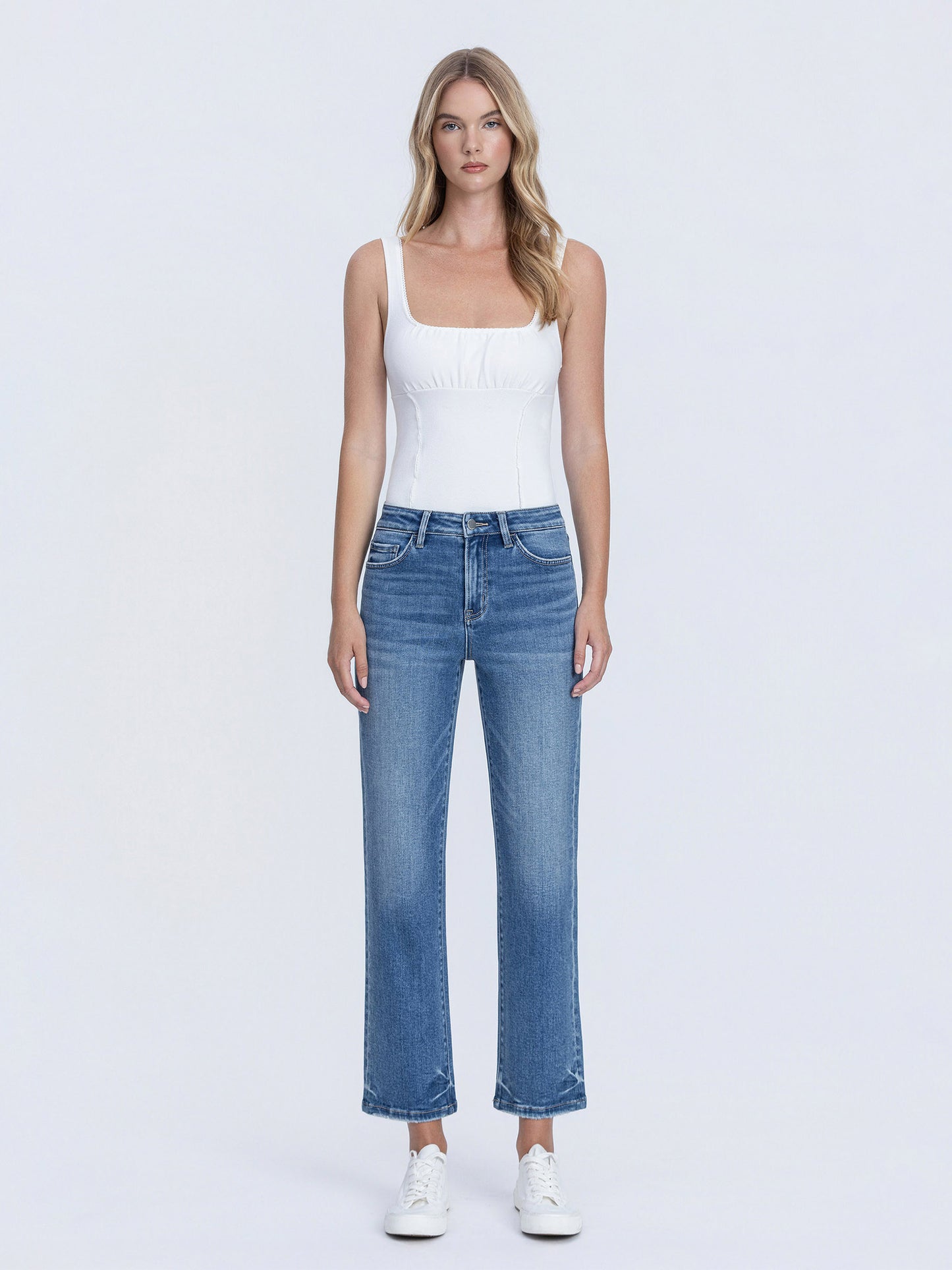 FLYING MONKEY MEDIUM WASH CROP STRAIGHT JEAN
