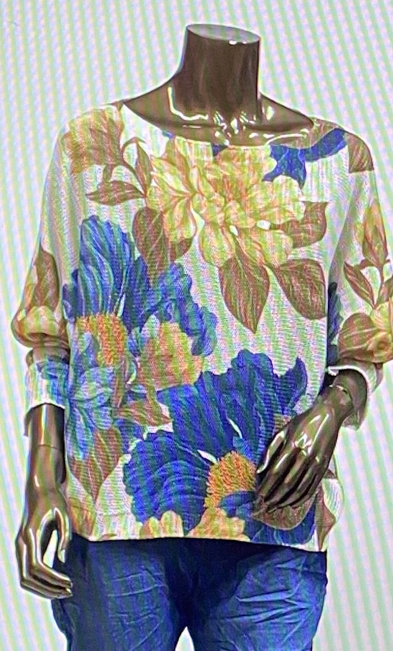 DROP SHOULDER OPEN NECK KNIT TOP