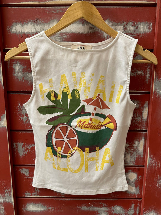 SLEEVELESS  HAWAIIAN GRAPHIC TANK TOP
