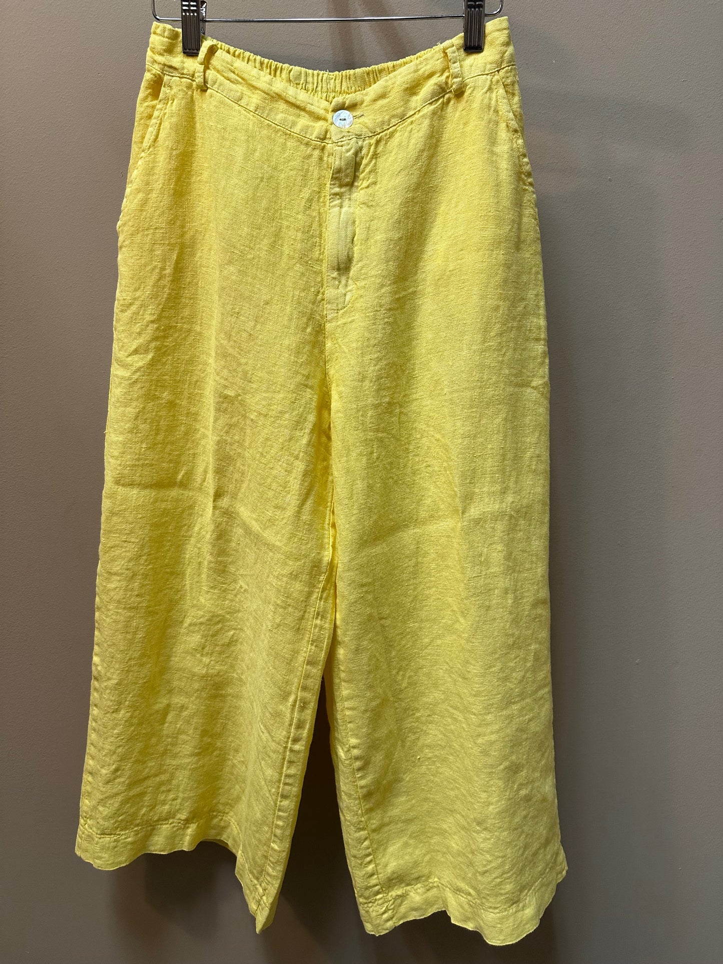 WIDE LEG LINEN GAUCHO TROUSER PANTS W/ POCKETS
