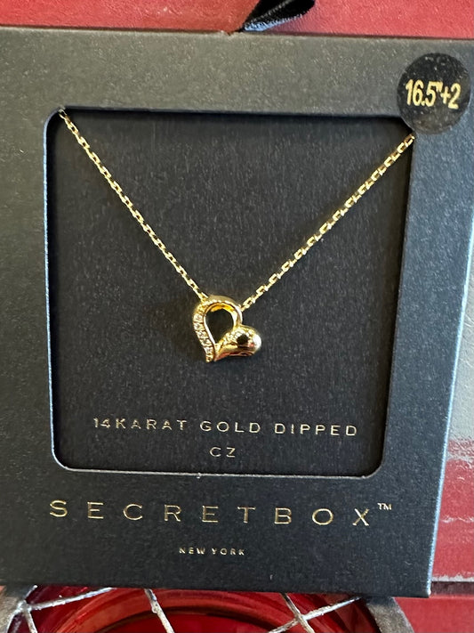 24K GOLD DIP CZ HEART NECKLACE