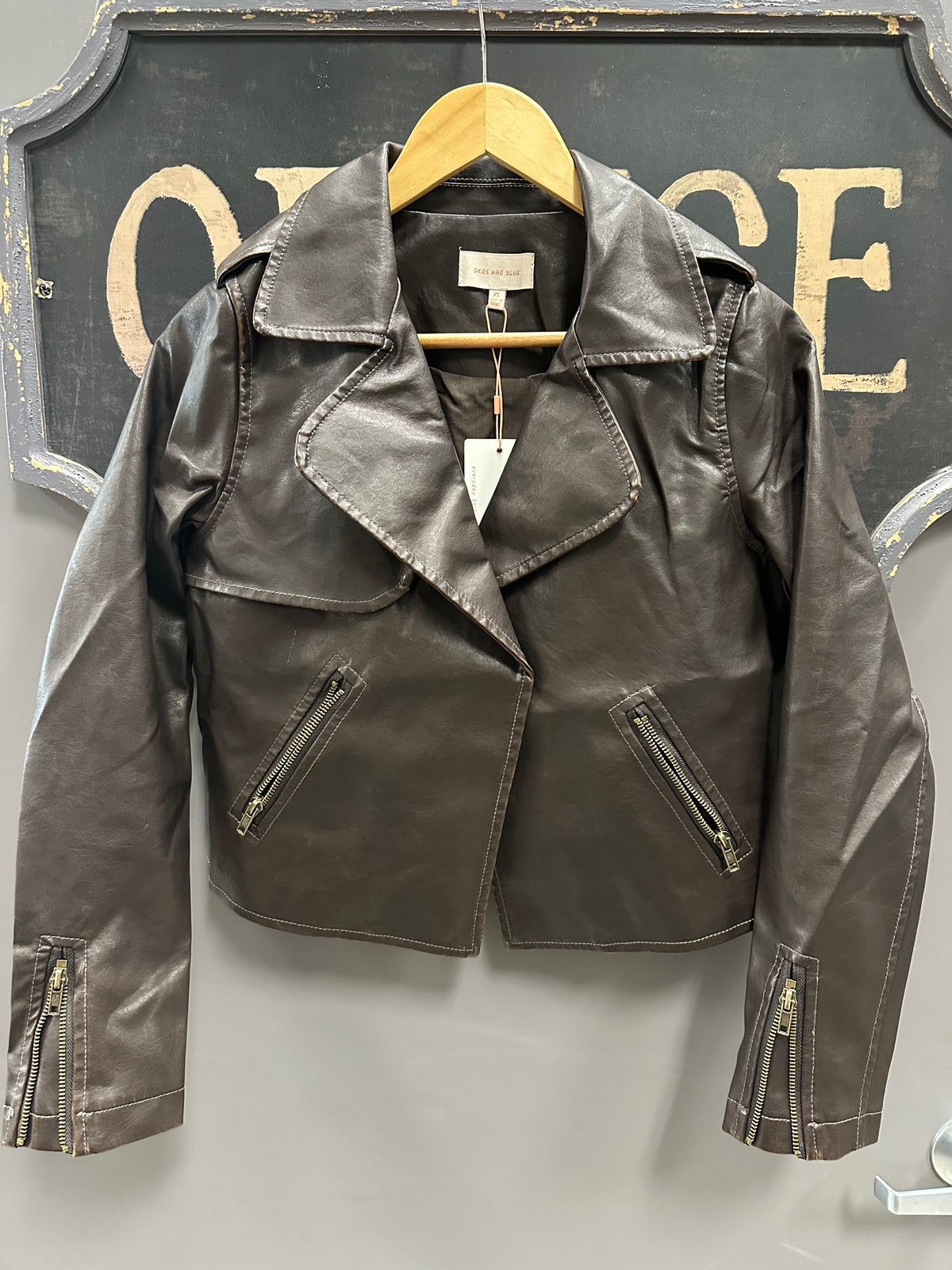 FAUX LEATHER MOTO JACKET