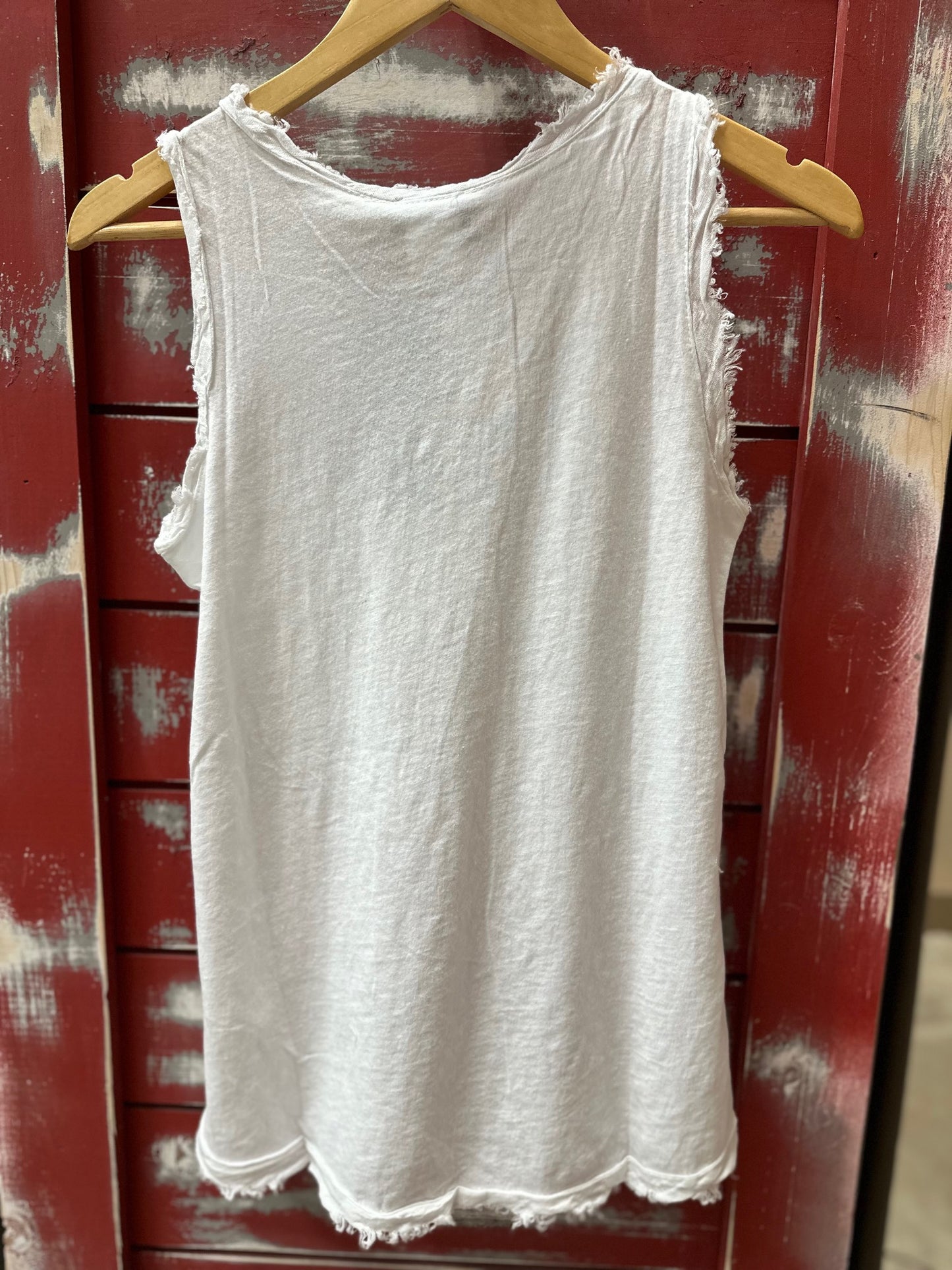 V-NECK SLEEVELESS LINEN/COTTON TANK TOP