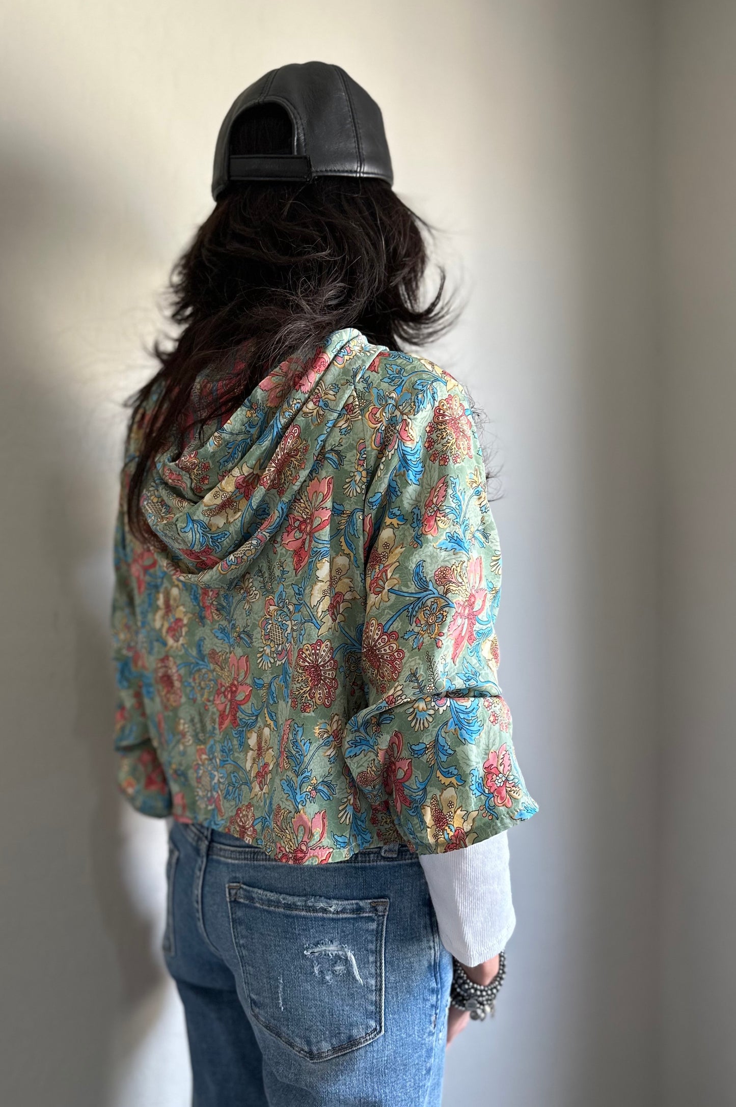 Luxe Silk Hoodie - Floral