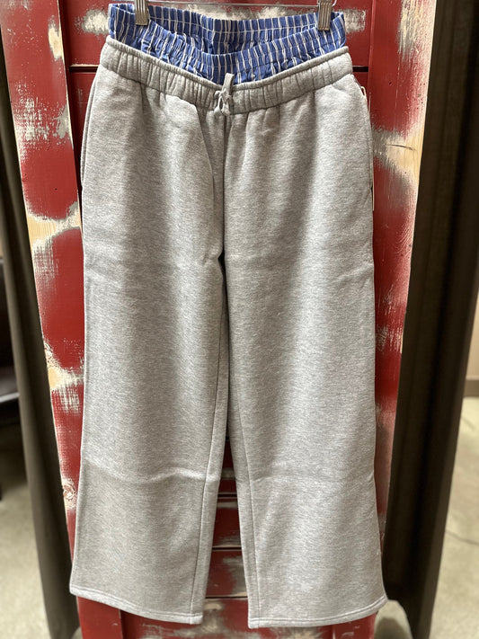FLARE PANT W/ POPLIN COMBO WAIST BAND