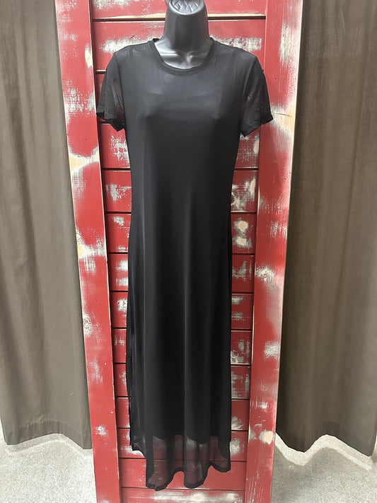 SHEER MIDI DRESS WITH FULL CAMI TWO PIECE